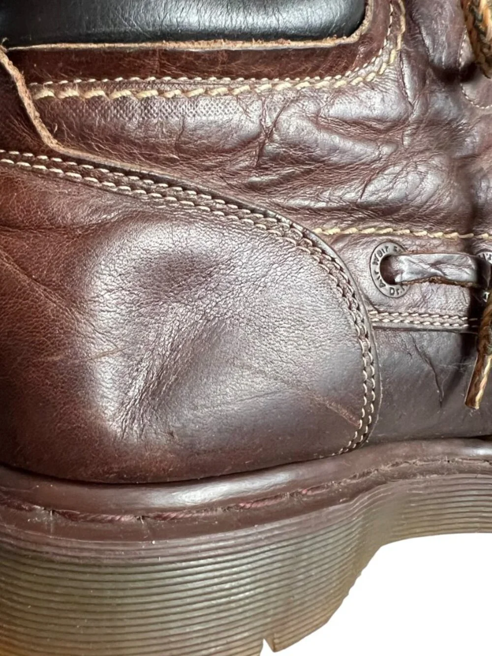 Vintage Dr Martens boots oiled brown leather moc toe UK 8 US mens 9 lace up